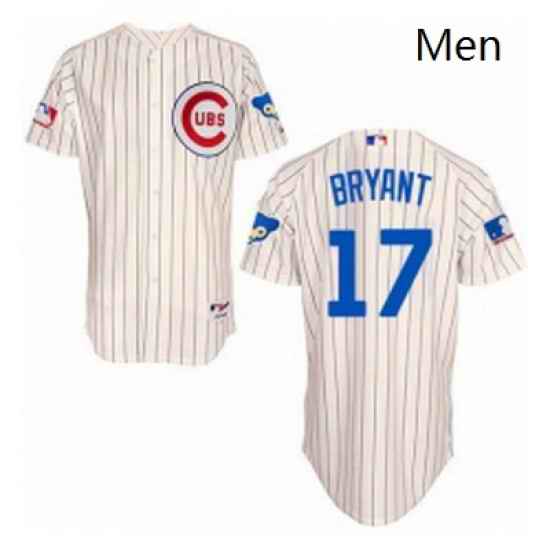 Mens Majestic Chicago Cubs 17 Kris Bryant Authentic Cream 1969 Turn Back The Clock MLB Jersey